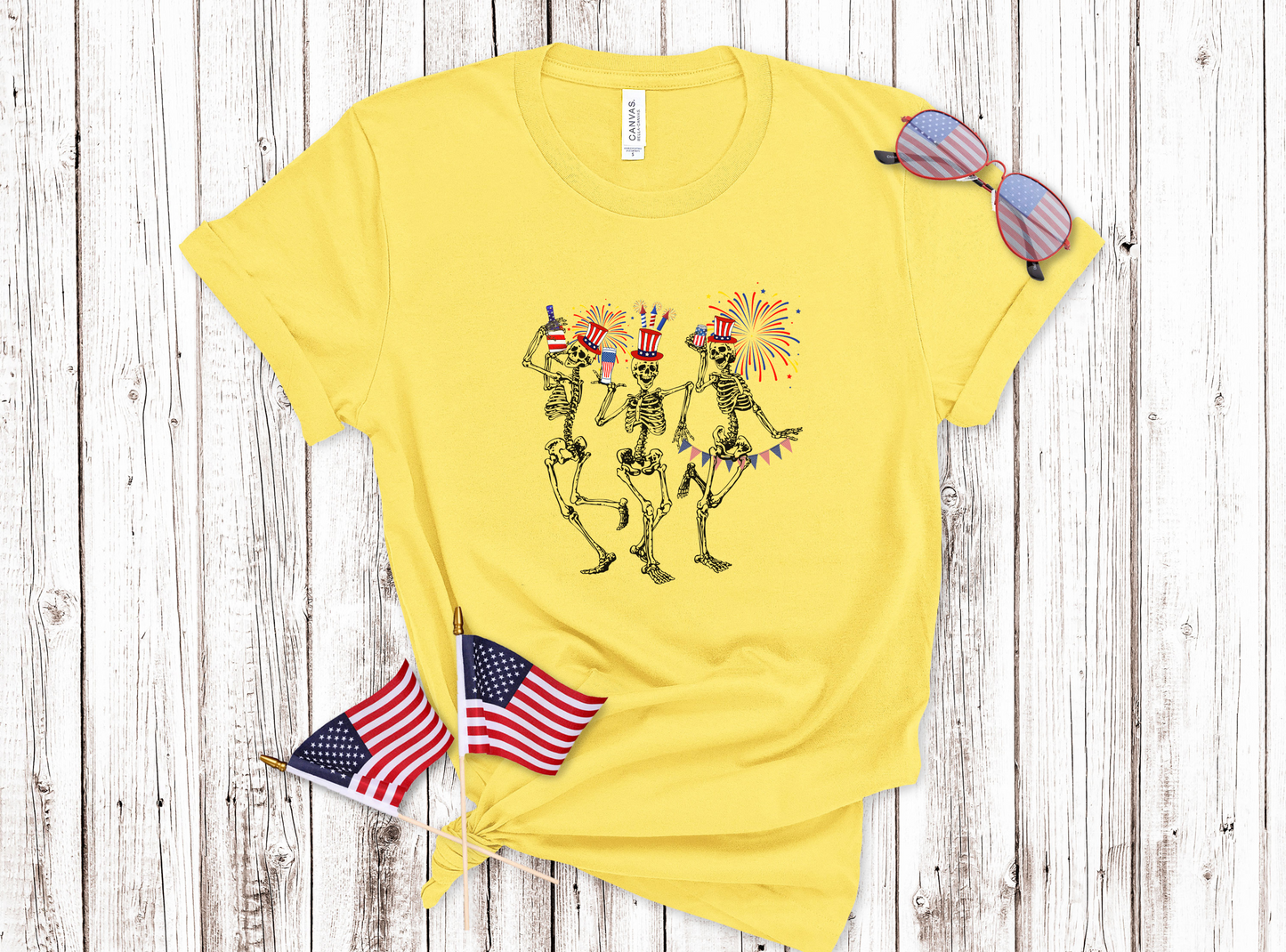 Skeletons 4th of July Shirt, Dancing Skeletons Unisex T-Shirt